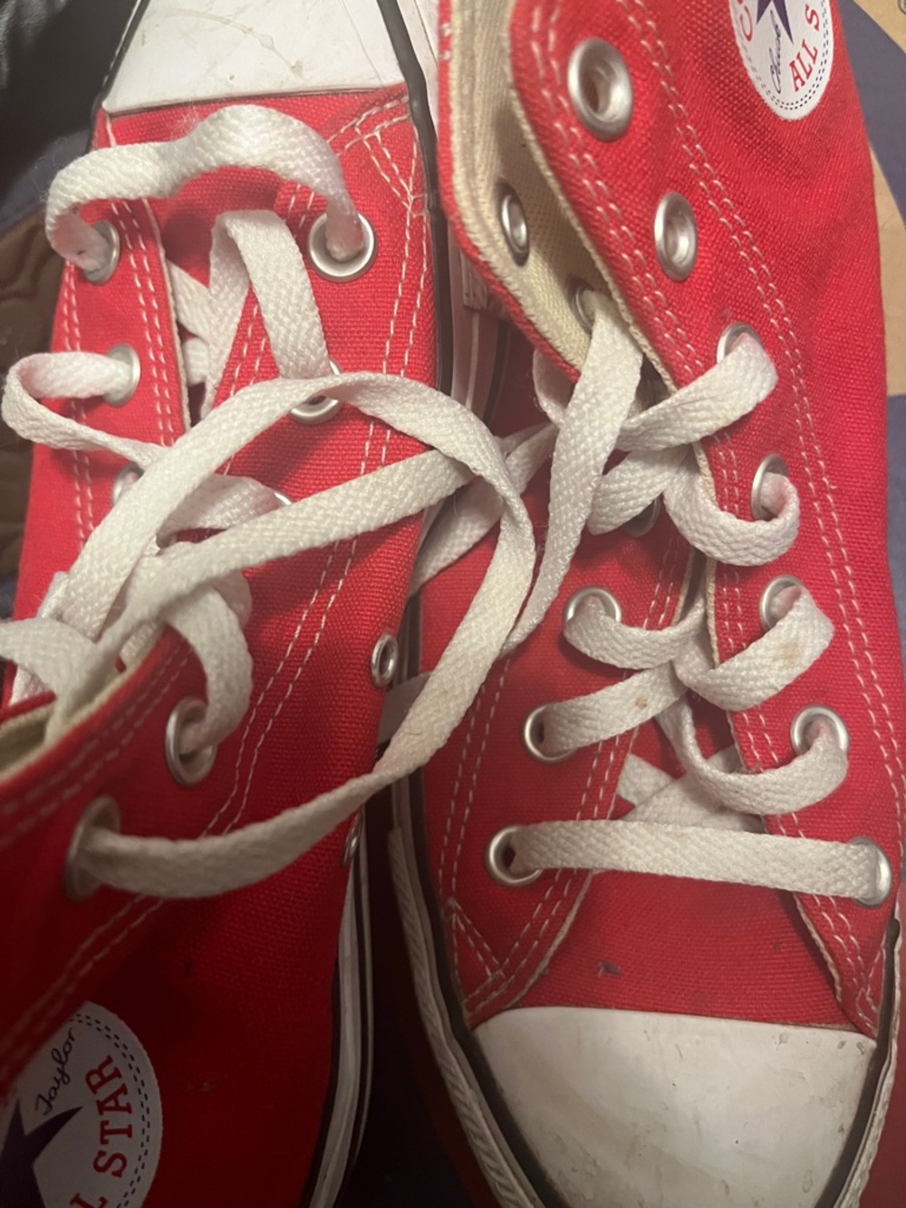 Converse Kids Red Canvas High-Top Sneakers with White Laces